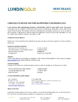 LUNDIN GOLD TO RELEASE 2023 THIRD QUARTER RESULTS NOVEMBER 8, 2023 (CNW Group/Lundin Gold Inc.)