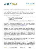 LUNDIN GOLD ANNUAL MEETING OF SHAREHOLDERS TO BE HELD MAY 15, 2023 (CNW Group/Lundin Gold Inc.)