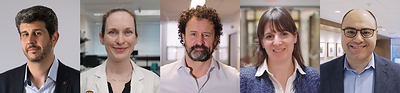 Pictured here: Daniel Blumberger, Catherine Lebel, Martin Lepage, Manuela Ferrari, and Tarek Rajji are leading the research projects receiving funding from Bell Let’s Talk and Brain Canada (CNW Group/Bell Canada)