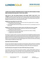 LUNDIN GOLD REPORTS PROMISING RESULTS FROM THE FIRST ROUND OF NEAR-MINE EXPLORATION DRILLING AT FRUTA DEL NORTE (CNW Group/Lundin Gold Inc.)