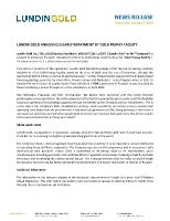 LUNDIN GOLD ANNOUNCES EARLY REPAYMENT OF GOLD PREPAY FACILITY (CNW Group/Lundin Gold Inc.)