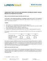 LUNDIN GOLD THREE YEAR OUTLOOK ANTICIPATES CONTINUED GROWTH IN GOLD PRODUCTION FROM FRUTA DEL NORTE (CNW Group/Lundin Gold Inc.)
