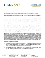 LUNDIN GOLD REPORTS EXCEPTIONAL RESULTS IN THE FIRST QUARTER OF 2022 (CNW Group/Lundin Gold Inc.)