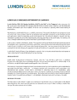 LUNDIN GOLD ANNOUNCES RETIREMENT OF CHAIRMAN (CNW Group/Lundin Gold Inc.)