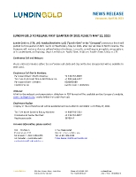 Lundin Gold to Release First Quarter of 2021 Results May 12, 2021 (CNW Group/Lundin Gold Inc.)