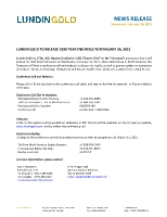 Lundin Gold to Release 2020 Year End Results February 24, 2021 (CNW Group/Lundin Gold Inc.)