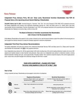 Independent Proxy Advisory Firms ISS and Glass Lewis Recommend Vermilion Shareholders Vote FOR All Proposed Items at the Upcoming Annual General Meeting (CNW Group/Vermilion Energy Inc.)