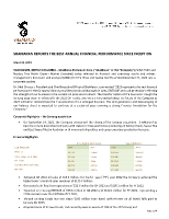 SHAMARAN REPORTS THE BEST ANNUAL FINANCIAL PERFORMANCE SINCE INCEPTION (CNW Group/ShaMaran Petroleum Corp.)