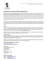 SHAMARAN’S USD 20 MILLION NOTE PREPAID IN FULL (CNW Group/ShaMaran Petroleum Corp.)