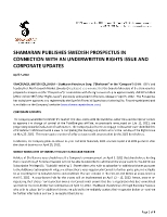 SHAMARAN PUBLISHES SWEDISH PROSPECTUS IN CONNECTION WITH AN UNDERWRITTEN RIGHTS ISSUE AND CORPORATE UPDATES (CNW Group/ShaMaran Petroleum Corp.)