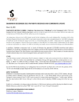 SHAMARAN DECEMBER 2021 PAYMENTS RECEIVED AND CORPORATE UPDATE (CNW Group/ShaMaran Petroleum Corp.)