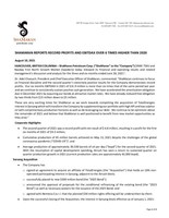 Shamaran Reports Record Profits and EBITDAX Over 6 Times Higher Than 2020 (CNW Group/ShaMaran Petroleum Corp.)