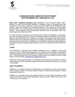 ShaMaran Bond Amortization Payment Due December 2021 Reduced by 33% (CNW Group/ShaMaran Petroleum Corp.)