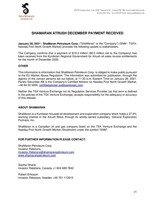 ShaMaran Atrush December Payment Received (CNW Group/ShaMaran Petroleum Corp.)