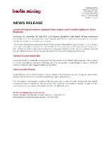 Lundin Mining Announces Updated Share Capital and Provides Update on Share Buybacks (CNW Group/Lundin Mining Corporation)
