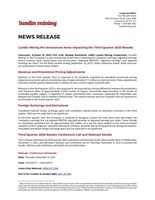 Lundin Mining Pre-Announces Items Impacting the Third Quarter 2025 Results (CNW Group/Lundin Mining Corporation)
