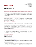 Lundin Mining Pre-Announces Items Impacting the Second Quarter 2025 Results (CNW Group/Lundin Mining Corporation)