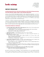 Lundin Mining Announces Initial Mineral Resource at Filo Del Sol Demonstrating One of the World’s Largest Copper, Gold, and Silver Resources (CNW Group/Lundin Mining Corporation)