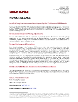 Lundin Mining Pre-Announces Items Impacting the First Quarter 2025 Results (CNW Group/Lundin Mining Corporation)