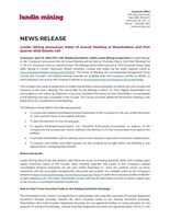 Lundin Mining Announces Dates of Annual Meeting of Shareholders and First Quarter 2025 Results Call (CNW Group/Lundin Mining Corporation)