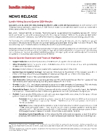 Lundin Mining Second Quarter 2024 Results (CNW Group/Lundin Mining Corporation)