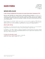 Lundin Mining Completes the Transaction to Increase Ownership in Caserones to 70% (CNW Group/Lundin Mining Corporation)
