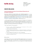 Lundin Mining Announces Dates of Annual Meeting of Shareholders and First Quarter 2023 Results (CNW Group/Lundin Mining Corporation)