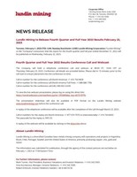 Lundin Mining to Release Fourth Quarter and Full Year 2022 Results February 22, 2023 (CNW Group/Lundin Mining Corporation)