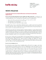 Lundin Mining Announces Board of Directors and Executive Leadership Appointments (CNW Group/Lundin Mining Corporation)