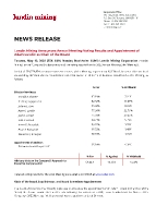 Lundin Mining Announces Annual Meeting Voting Results and Appointment of Adam Lundin as Chair of the Board (CNW Group/Lundin Mining Corporation)