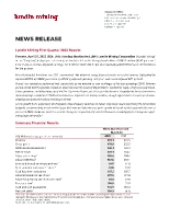 Lundin Mining First Quarter 2022 Results (CNW Group/Lundin Mining Corporation)