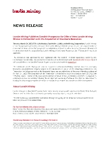 Lundin Mining Publishes Swedish Prospectus for Offer of New Lundin Mining Shares in Connection with the Acquisition of Josemaria Resources (CNW Group/Lundin Mining Corporation)