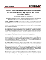 Pembina Announces Appointment of Cameron Goldade as Chief Financial Officer and Discloses Board Chair Succession Planning (CNW Group/Pembina Pipeline Corporation)