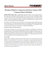 Pembina Pipeline Corporation Declares August 2022 Common Share Dividend (CNW Group/Pembina Pipeline Corporation)