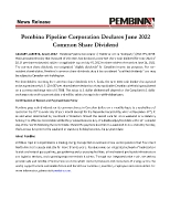 Pembina Pipeline Corporation Declares June 2022 Common Share Dividend (CNW Group/Pembina Pipeline Corporation)