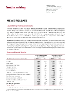 Lundin Mining Third Quarter Results (CNW Group/Lundin Mining Corporation)