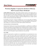 Pembina Pipeline Corporation Declares February 2022 Common Share Dividend (CNW Group/Pembina Pipeline Corporation)