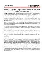 Pembina Pipeline Corporation Announces $1 Billion Public Note Offering (CNW Group/Pembina Pipeline Corporation)