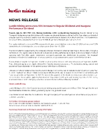 Lundin Mining Announces 50% Increase to Regular Dividend and Inaugural Performance Dividend (CNW Group/Lundin Mining Corporation)
