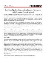 Pembina Pipeline Corporation Declares November 2021 Common Share Dividend (CNW Group/Pembina Pipeline Corporation)