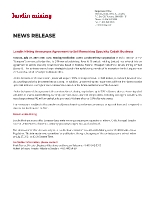 Lundin Mining Announces Agreement to Sell Remaining Specialty Cobalt Business (CNW Group/Lundin Mining Corporation)