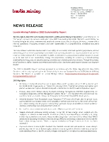 Lundin Mining Publishes 2020 Sustainability Report (CNW Group/Lundin Mining Corporation)