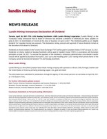 Lundin Mining Announces Declaration of Dividend (CNW Group/Lundin Mining Corporation)