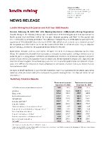 Lundin Mining Fourth Quarter and Full Year 2020 Results (CNW Group/Lundin Mining Corporation)