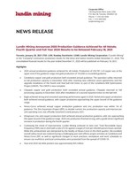 Lundin Mining Announces 2020 Production Guidance Achieved for All Metals; Fourth Quarter and Full Year 2020 Results to be Released February 18, 2021 (CNW Group/Lundin Mining Corporation)