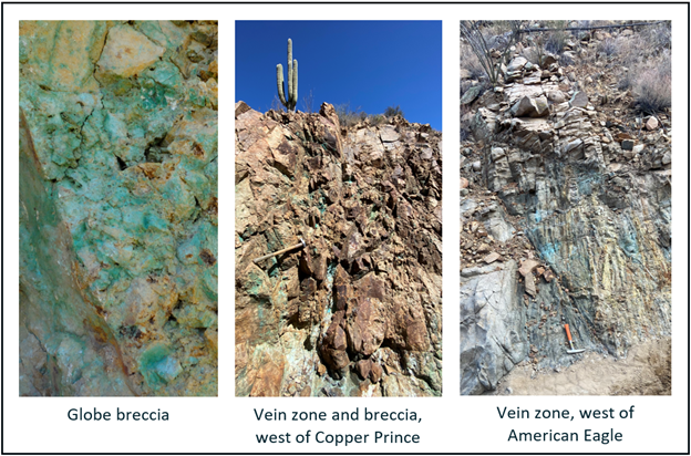 Figure 3: Photographs Showing Oxide Mineralization Exposed at Surface