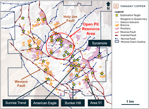 Figure 4: Plan View Showing Exploration Target Areas and Surface Geology