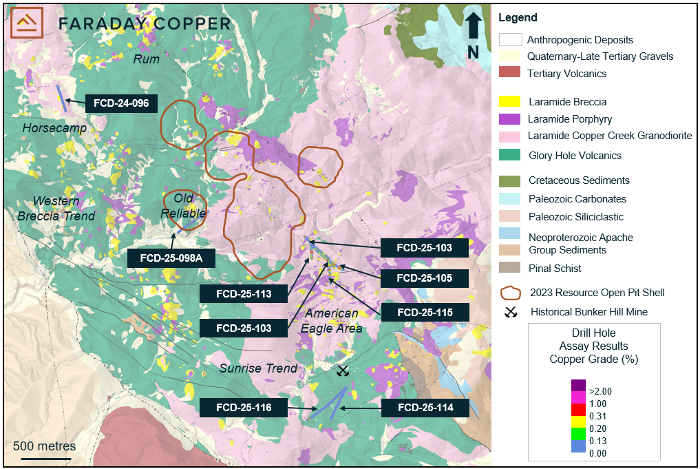 Figure 1: Plan View Showing Surface Geology and Location of the Drill Holes