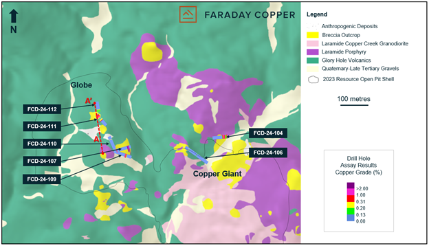 Figure 1: Plan View Showing Surface Geology and Location of the Drill Holes