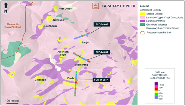 Figure 2: Plan View Showing Surface Geology and Location of Drill Holes in the American Eagle Area